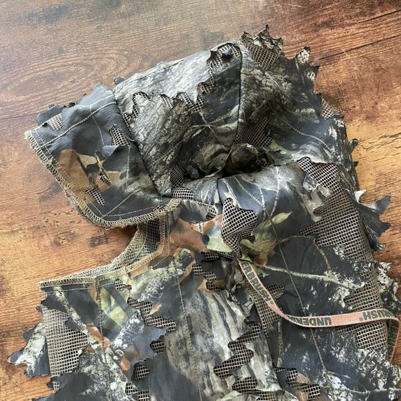 Underbrush Mossy Oak Camo Ghillie Hood XL Hunting Balaclava Hood Adjustable - Picture 2 of 6